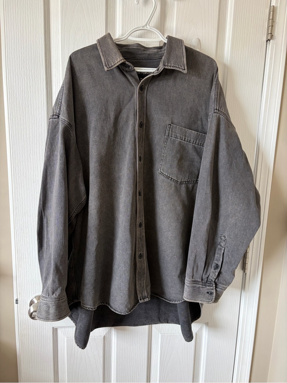 Denim Forum Washed Charcoal Button-Up Shirt Jacket